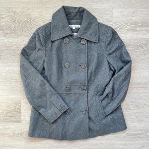 Kenneth Cole Gray Wool Blend Pea Coat, Size 14, Fully Lined